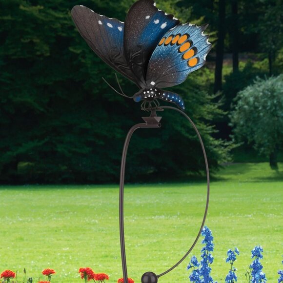 42" H, Oversize Pipevine Butterfly Vibrant Color - Kinetic Metal Stake Rocking - Picture 1 of 3